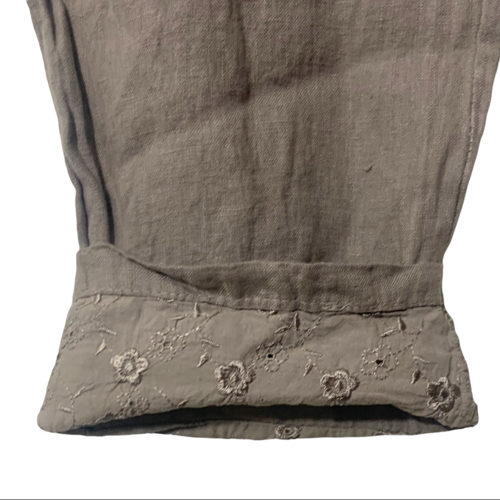 Superbelle Italy 100% linen Lagenlook pants w embroidery. Sz M NWT - Picture 4 of 9